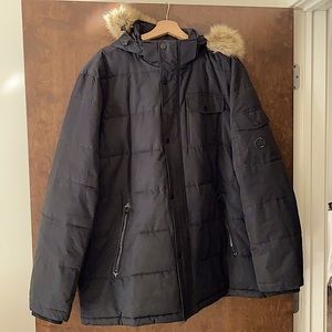 Nautica Black Puffer Parka w/ Removable Faux Fur Hood